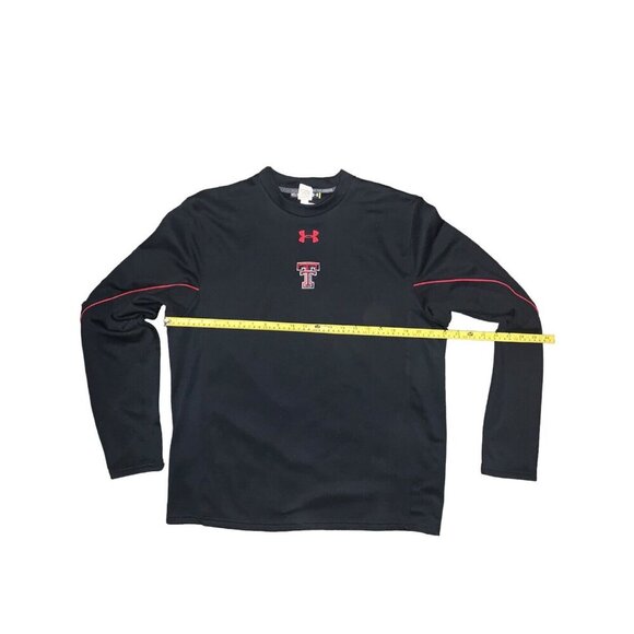 TEXAS TECH  Pullover M Black Waffle Weave Under Armour Fleece Lined Crew Neck - Picture 2 of 5